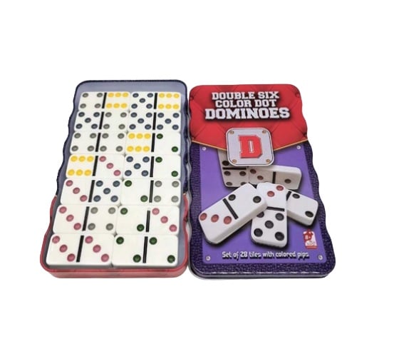 DOMINO DOBLE 6 - 28 PIEZAS CAJA DE LATA - 1