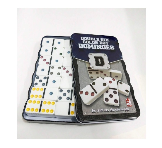 DOMINO DOBLE 6 - 28 PIEZAS CAJA DE LATA - 6