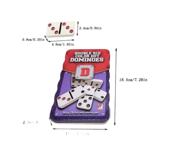 JUEGO DE DOMINÓ EN UNA CAJA 28 PIEZAS DE FICHAS DE DOMINÓ CON LATA - 5