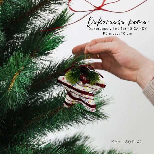 ADORNO NAVIDEÑO CON PINCHOS ESTRELLAS ROJAS Y BLANCAS 11 CM X 2 UND - 7