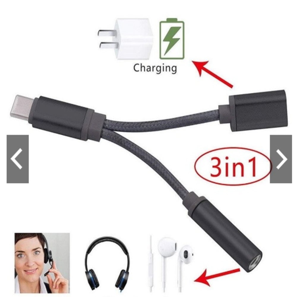 ADAPTADOR AUXILIAR USB TIPO C A 3,5 MM USB C PARA ENCHUFE 2 EN 1 - 9