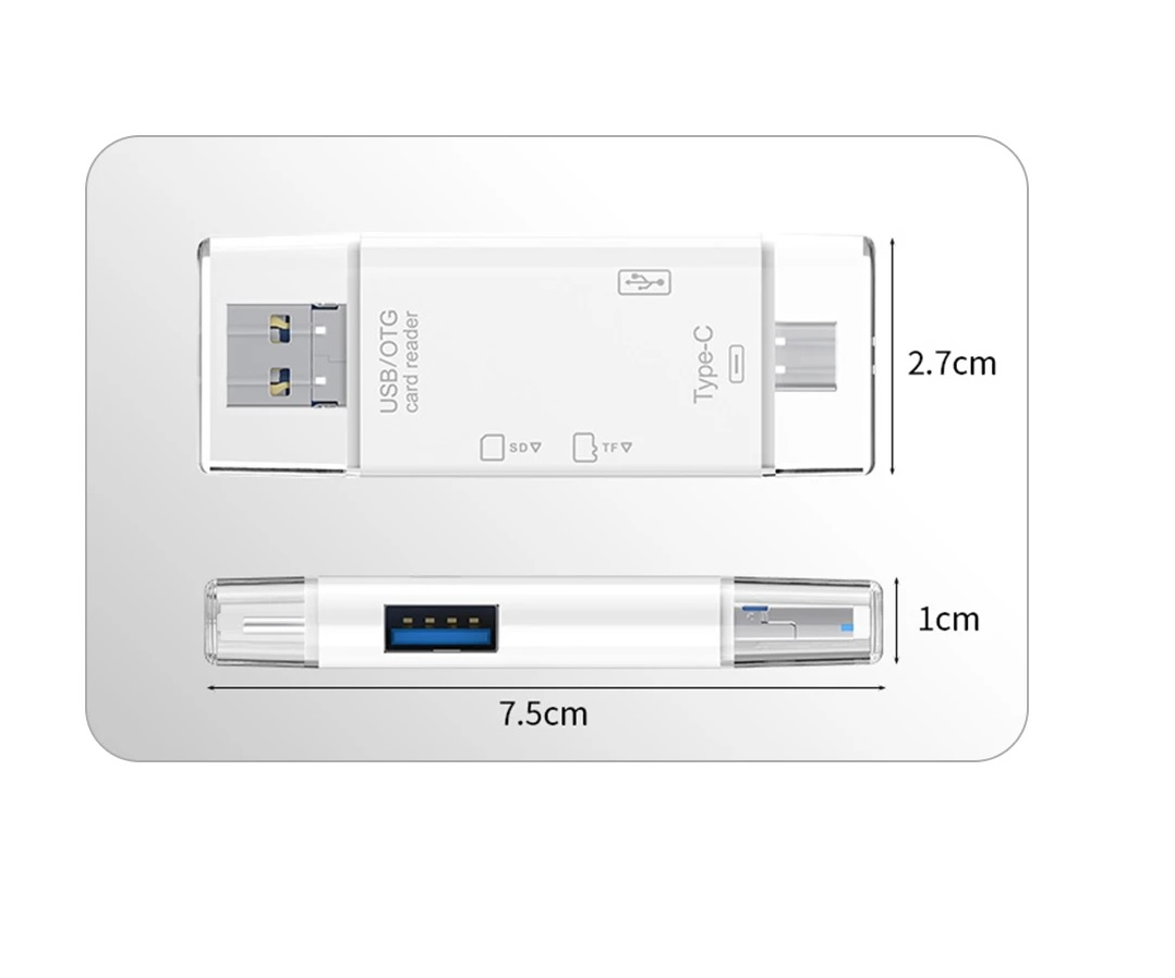 LECTOR TARJETAS MEMORIA SD, TF, USB TIPO C, MICRO USB, OTG BLANCO - 2