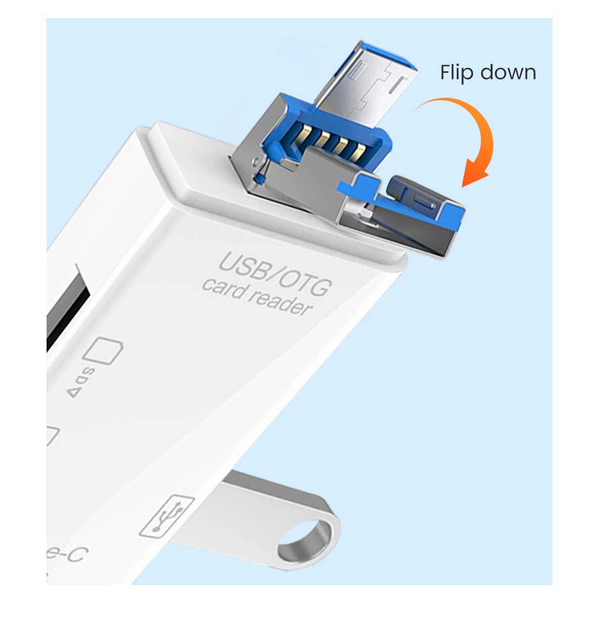 LECTOR TARJETAS MEMORIA SD, TF, USB TIPO C, MICRO USB, OTG BLANCO - 6