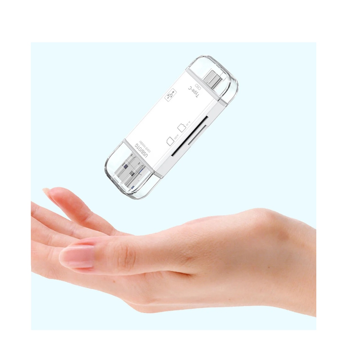 LECTOR TARJETAS MEMORIA SD, TF, USB TIPO C, MICRO USB, OTG BLANCO - 7