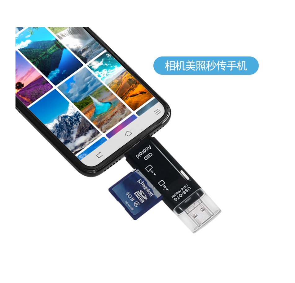 LECTOR DE TARJETAS MICRO SD OTG ADAPTADOR TIPO C, USB 2,0 NEGRO - 1