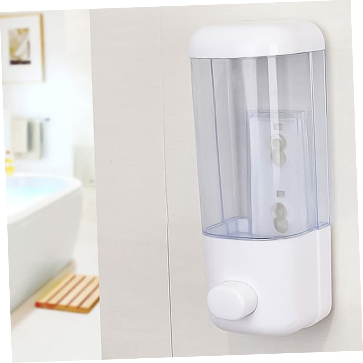 DISPENSADOR DE JABÓN Y GEL DE DUCHA CROMADO DE 500 ML PARA BAÑO BLANCO - 8