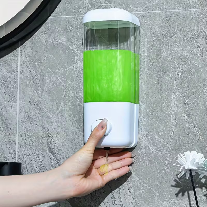 DISPENSADOR DE JABÓN Y GEL DE DUCHA CROMADO DE 500 ML PARA BAÑO BLANCO - 9