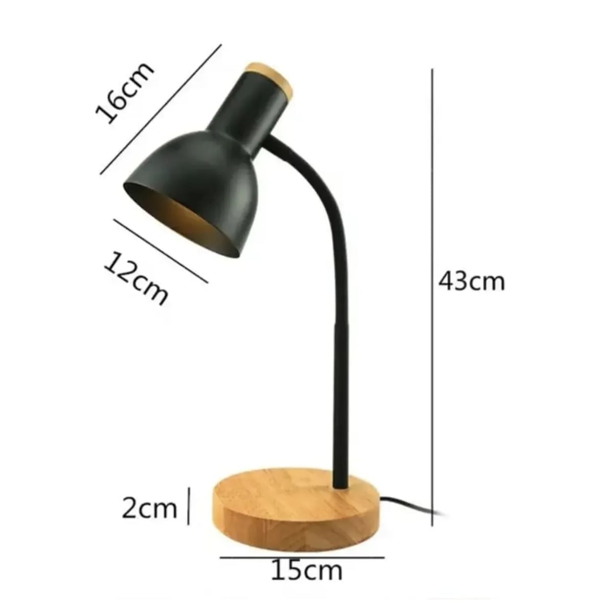 LAMPARA DE ESCRITORIO MESA LED AJUSTABLE FLEXIBLE CON FOCO NEGRO - 2