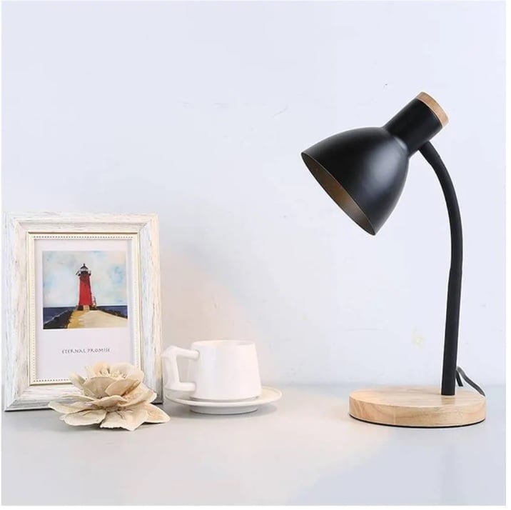 LAMPARA DE ESCRITORIO MESA LED AJUSTABLE FLEXIBLE CON FOCO NEGRO - 9