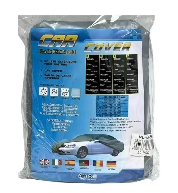 COBERTOR FUNDA PARA AUTO IMPERMEABLE GRIS XXL - 10