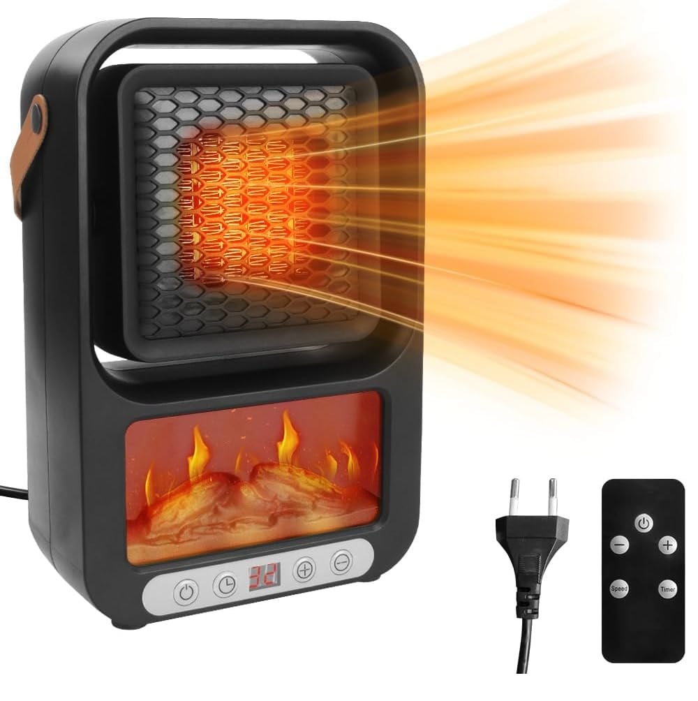 CALEFACTOR ELÉCTRICO TERMOSTATO 500W CHIMENEA ROBUSTA FAN HEATER X 2 UND - 3