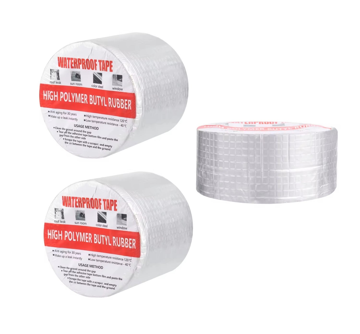 CINTA IMPERMEABLE DE BUTILO DE ALUMINIO PARA REPARACIÓN DE TUBERÍAS 10 CM X 10 MT - 1