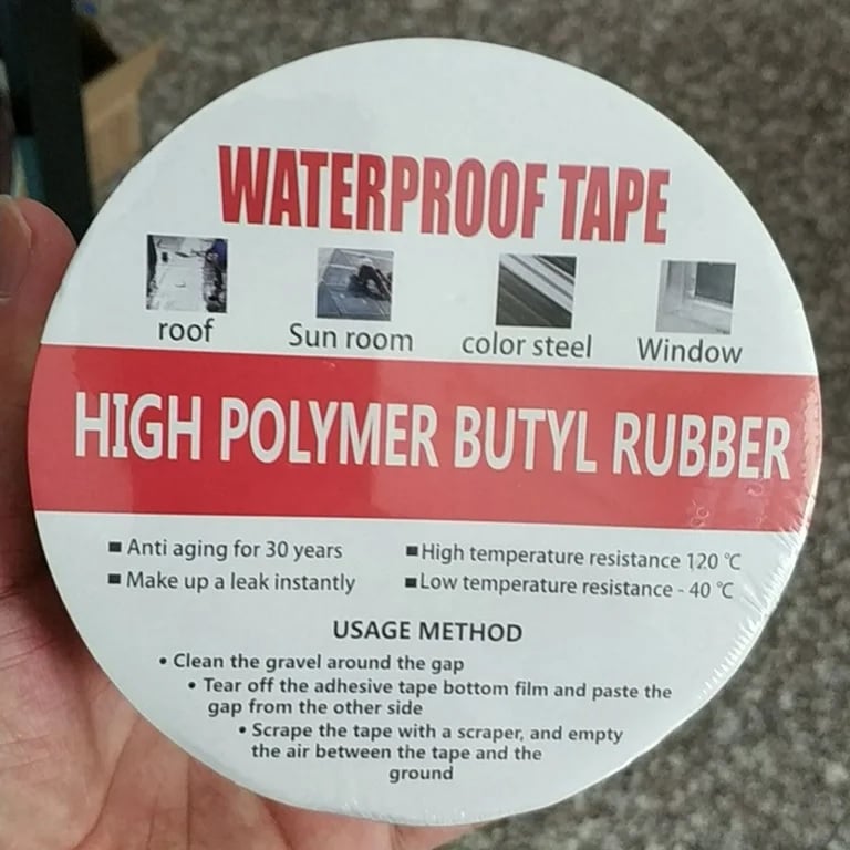 CINTA IMPERMEABLE DE BUTILO DE ALUMINIO PARA REPARACIÓN DE TUBERÍAS 10 CM X 10 MT - 10