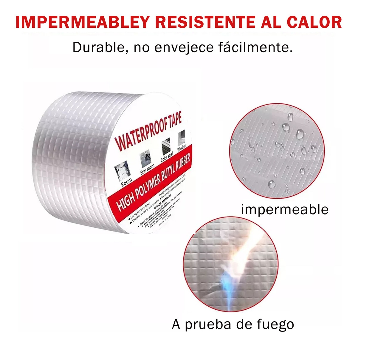 CINTA DE REPARACIÓN DE FUGAS MONSTRATE IMPERMEABLE 5 CM X 5 MT PARA TOLDO Y TECHO - 4