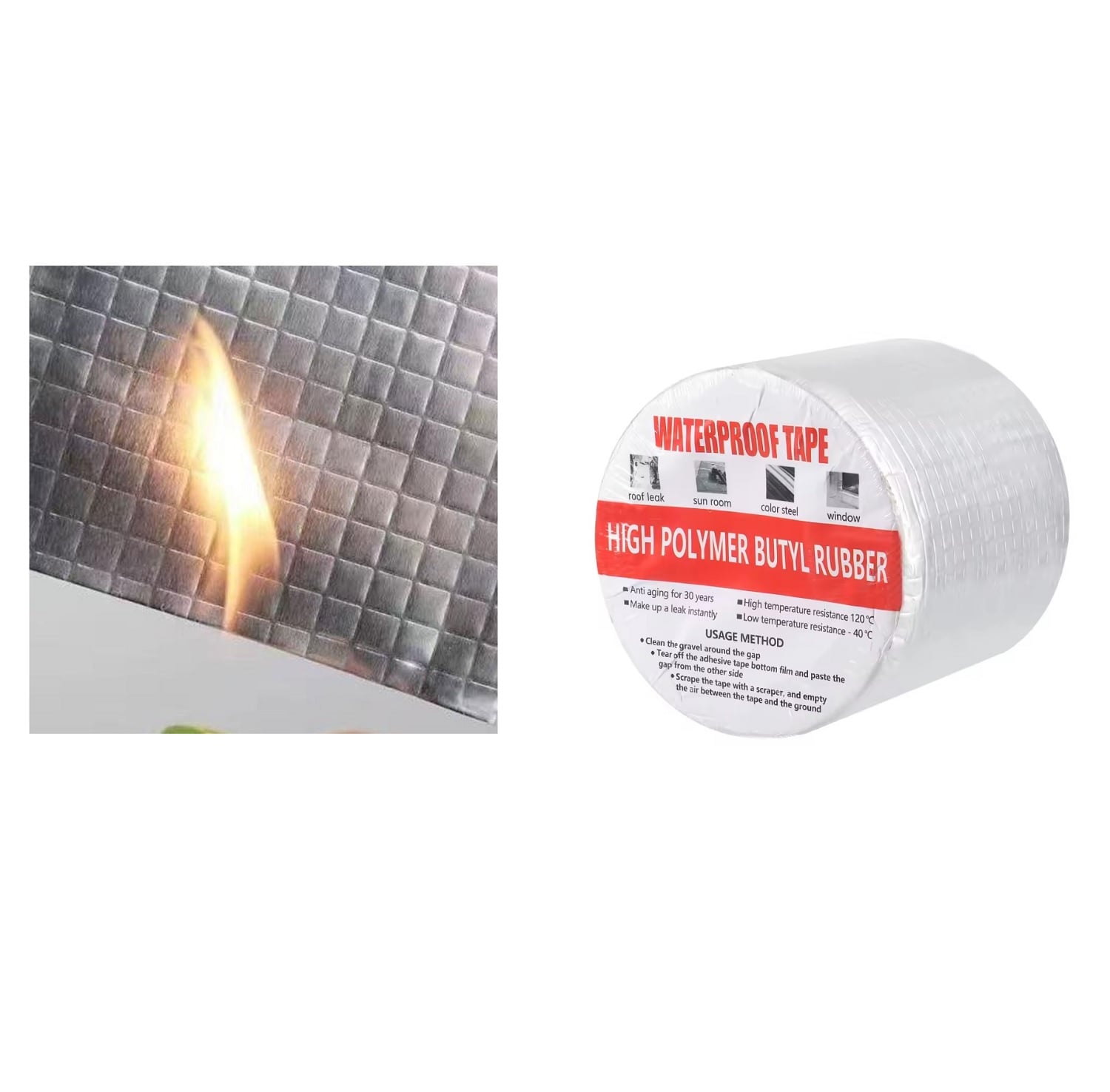 CINTA X 2 PAQ IMPERMEABLE DE BUTILO DE ALUMINIO PARA REPARACIÓN DE TUBERÍAS 10 CM X 10 MT - 2