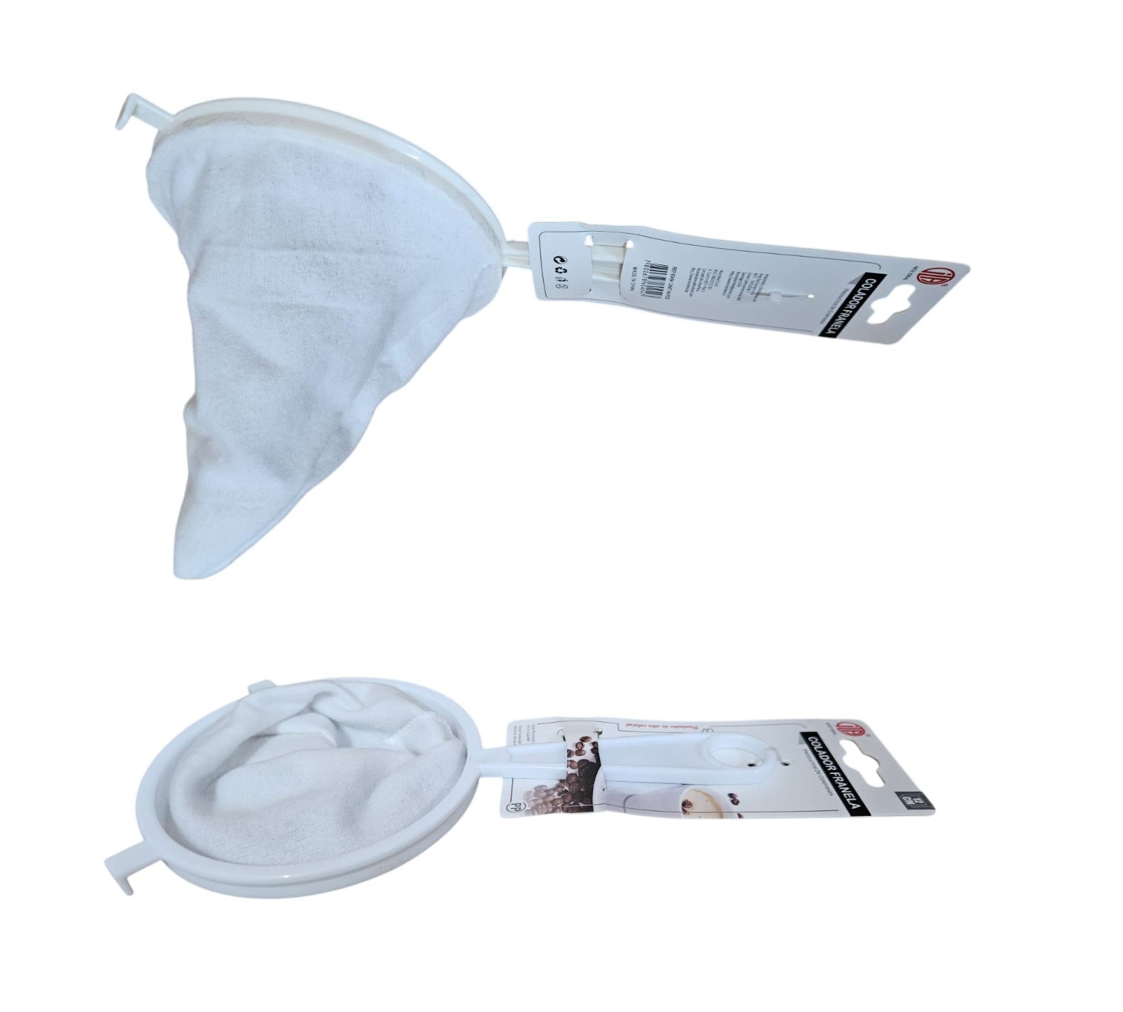 COLADOR FRANELA DE TELA BLANCA DE 19.5 CM LARGO - 1