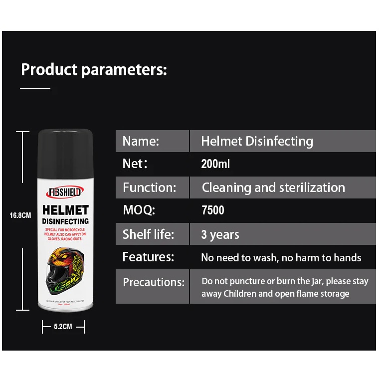 SPRAY LIMPIADOR DE CASCOS 200 ML HELMET DISINFECTING - 4