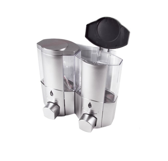 DISPENSADOR DE JABÓN Y GEL DE DUCHA CROMADO DE 400 ML PARA BAÑO - 8
