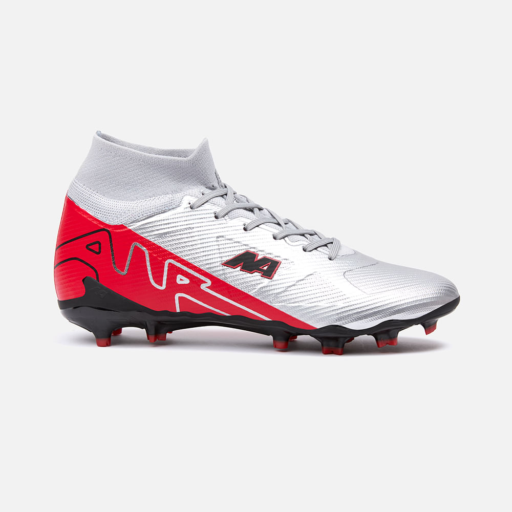 ZAPATILLAS MUJER NEW ATHLETIC FOOTBALL PLATEADO NACAFUT0070J0406 CHUGGU70 CON ROJO JUVENIL - 2