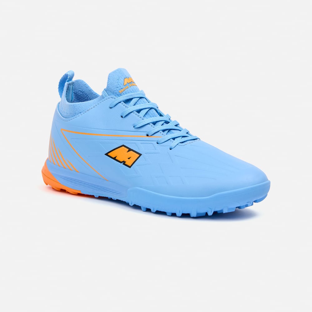 ZAPATILLAS MUJER NEW ATHLETIC FOOTBALL CELESTE NACAFUT0110J1320 FREX110 CON NARANJA JUVENIL - 1