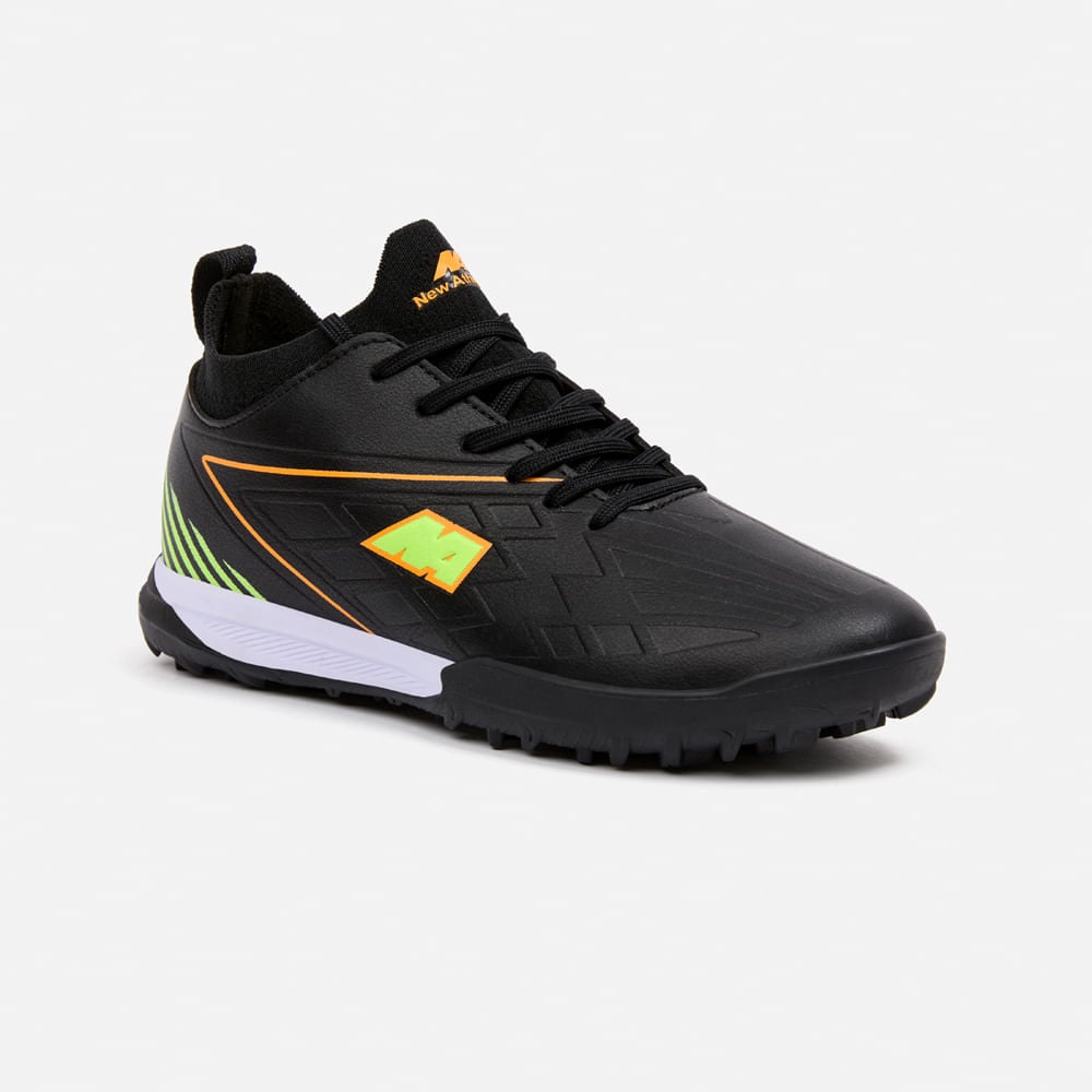 ZAPATILLAS MUJER NEW ATHLETIC FOOTBALL NEGRO NACAFUT0110J0220 FREX110 CON NARANJA JUVENIL - 1