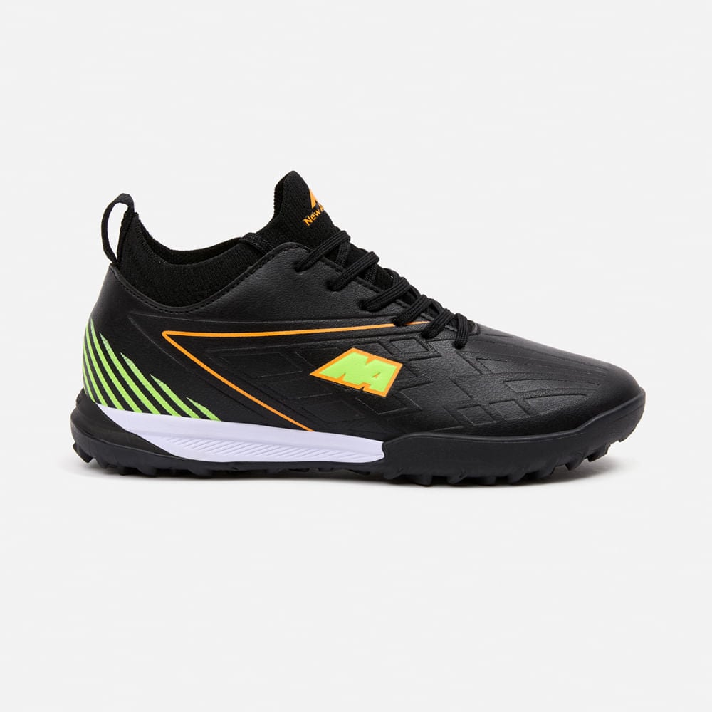 ZAPATILLAS MUJER NEW ATHLETIC FOOTBALL NEGRO NACAFUT0110J0220 FREX110 CON NARANJA JUVENIL - 2