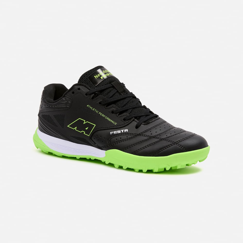 ZAPATILLAS MUJER NEW ATHLETIC FOOTBALL NEGRO NACAFUT0113J0230 FESTA113 CON VERDE NEÓN JUVENIL - 1