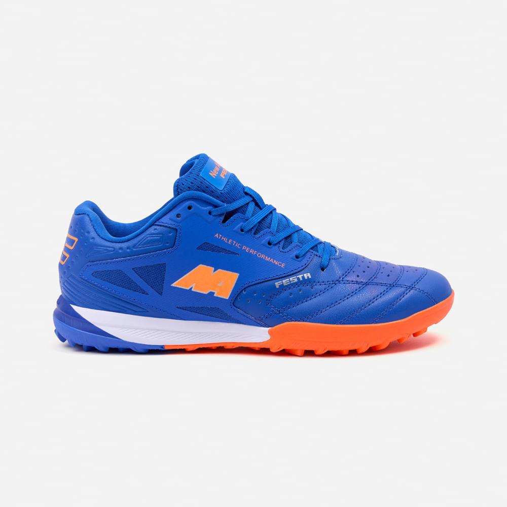 ZAPATILLAS MUJER NEW ATHLETIC FOOTBALL AZUL NACAFUT0113J1220 FESTA113 CON NARANJA JUVENIL - 2