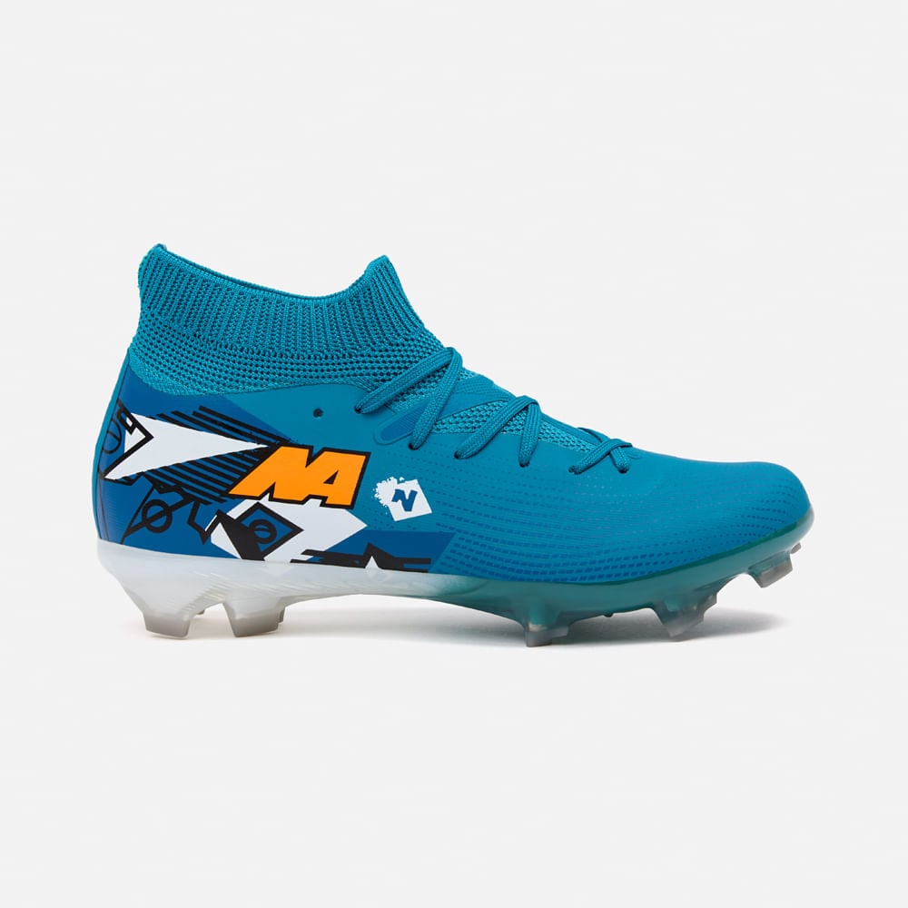 ZAPATILLAS NEW ATHLETIC FOOTBALL SCARPA123 AZULINO CON NARANJA JUVENIL - 2