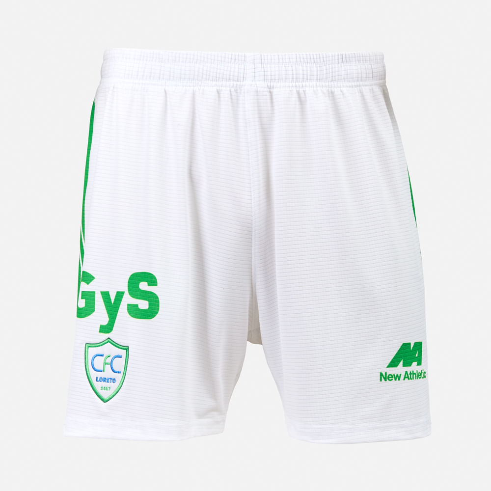 SHORT COMERCIANTES FC OFICIAL 2025 BLANCO CON VERDE HOMBRE - 1