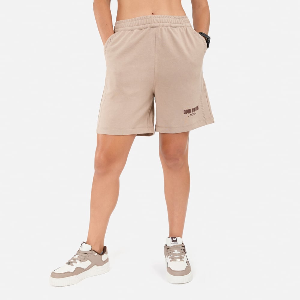 SHORT NEW ATHLETIC TRAVIS BEIGE MUJER - 1