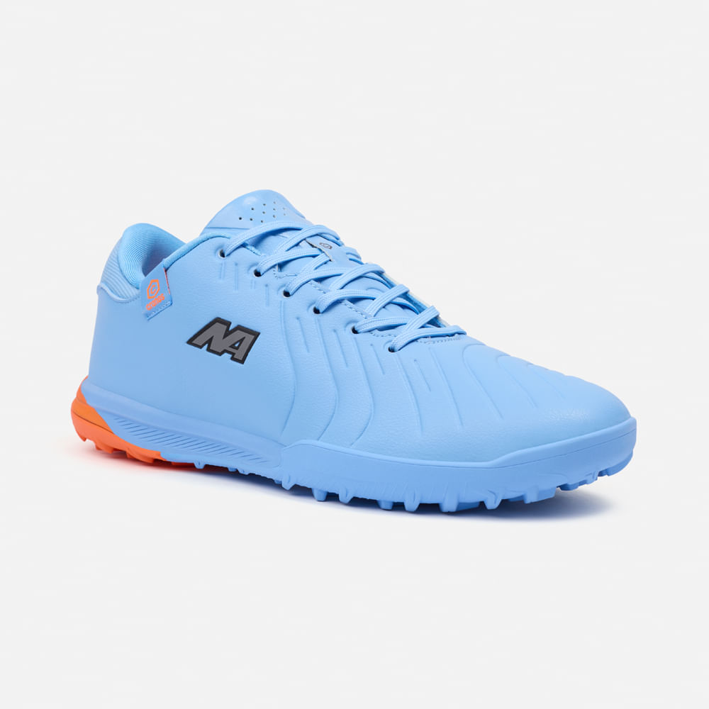 ZAPATILLAS NEW ATHLETIC FOOTBALL CRONOS112 CELESTE CON NARANJA JUVENIL - 1