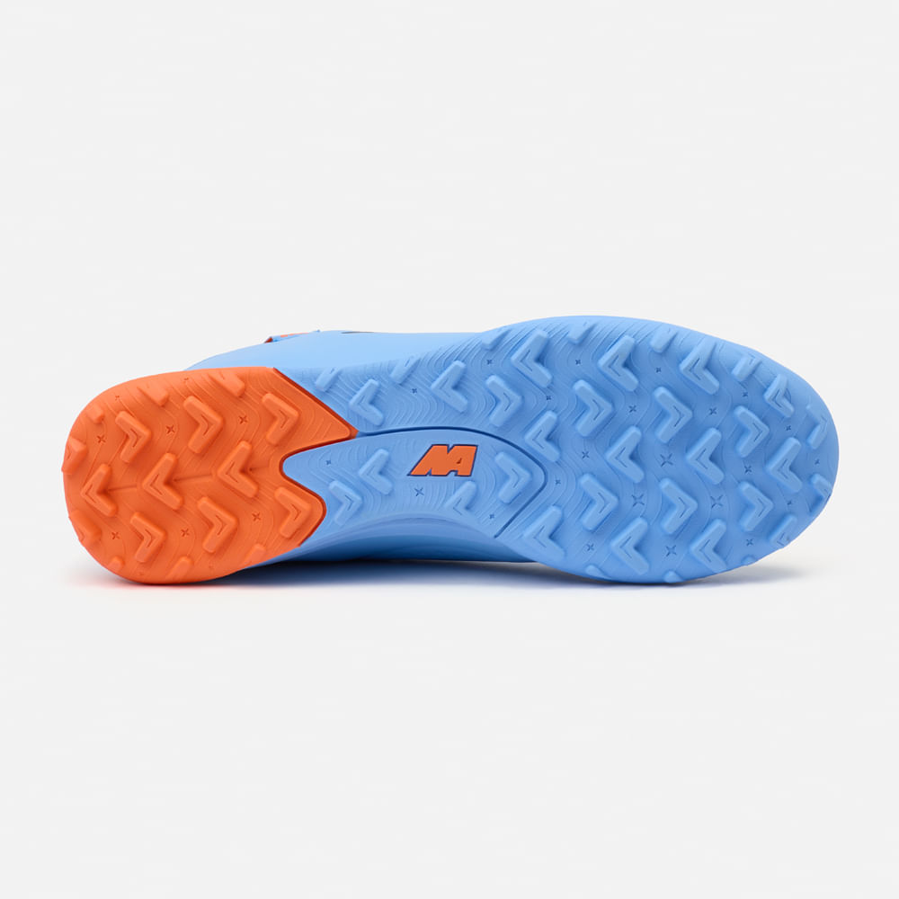 ZAPATILLAS NEW ATHLETIC FOOTBALL CRONOS112 CELESTE CON NARANJA JUVENIL - 3