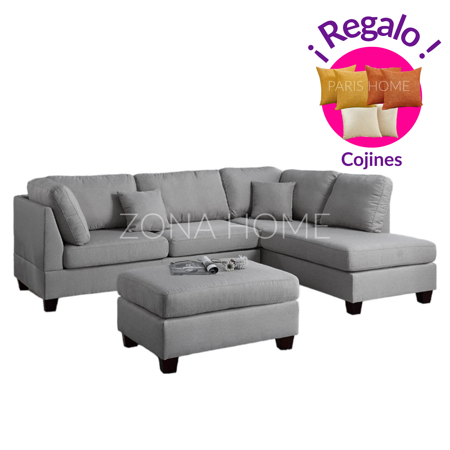SOFÁ SECCIONAL DERECHO RIO 3 CUERPOS CON CHAISE LONGUE - 1