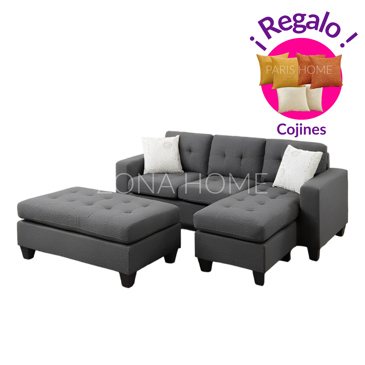 SECCIONAL DERECHO BRASILIA 4 CUERPOS + BAÚL DE REGALO - 1