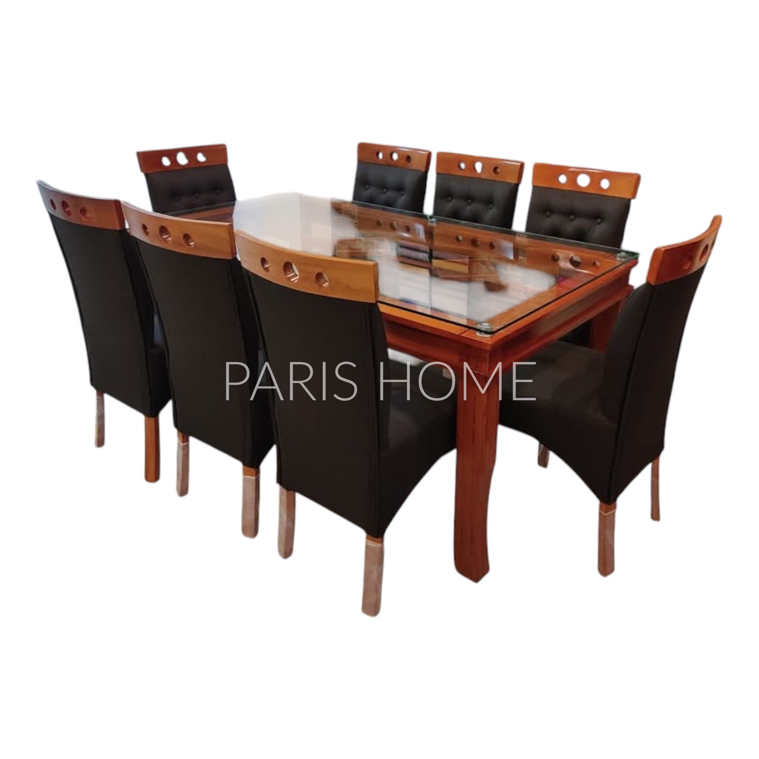JUEGO DE COMEDOR DAKOTA 8 SILLAS - GRIS OSCURO - 1