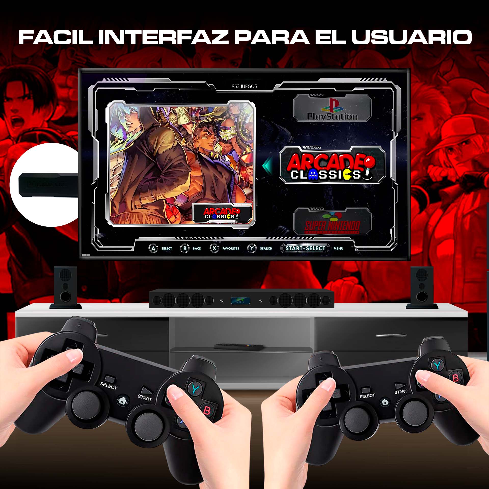CONSOLA RETRO GAME BOX 64 GB MANDOS RECARGABLES - 2