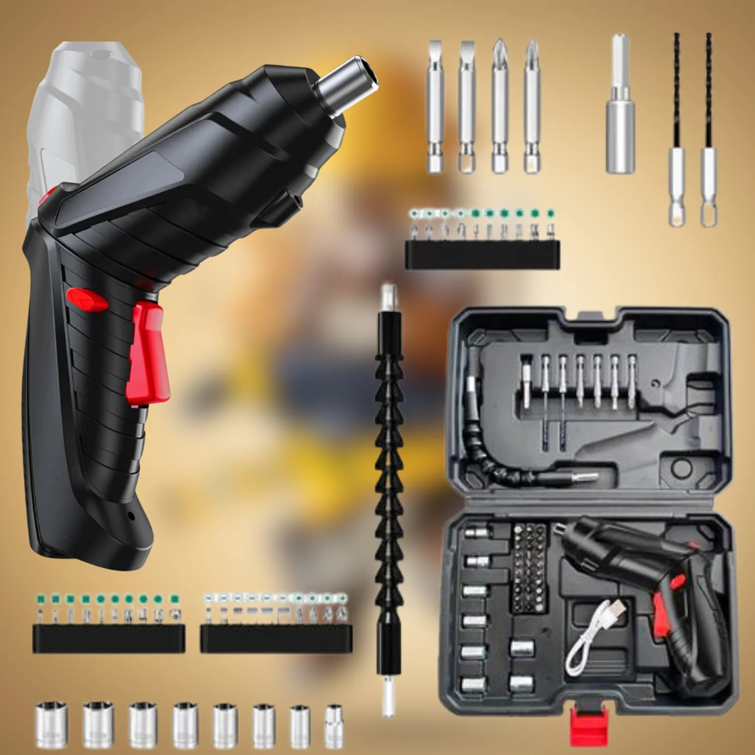 MINI TALADRO PORTÁTIL CON MALETA Y 47 ACCESORIOS - 2
