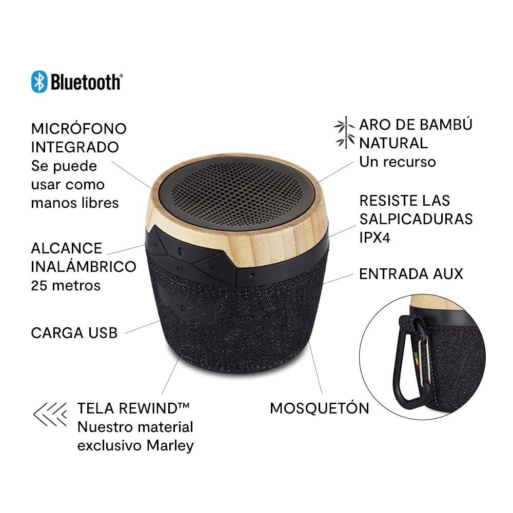 PARLANTE BLUETOOTH HOUSE OF MARLEY CHANT MINI SIGNATURE BLACK - 2