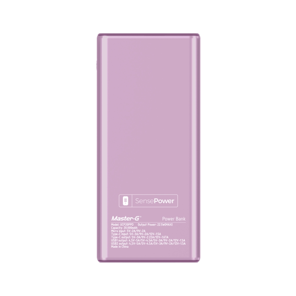 POWER BANK 20000MAH CARGA RÁPIDA 22.5W ROSADO UCP20PPD - 6