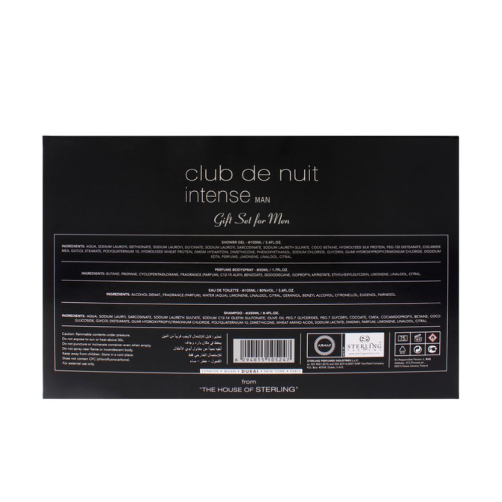 Armaf Club De Nuit Intense Man Set 4 Pzs EDT 105ml + Shower Gel 100 ml + Perfume Body Spray 200 ml + Mini 10 ml - 6