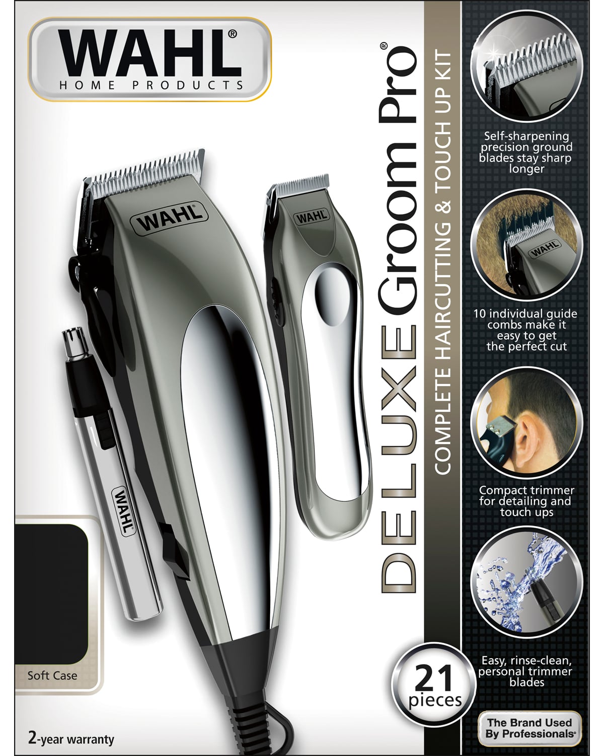 CORTADORA DE CABELLO WAHL 79305-3618 DELUXE GROOM PRO COMBO KIT 21 PIEZAS - 5