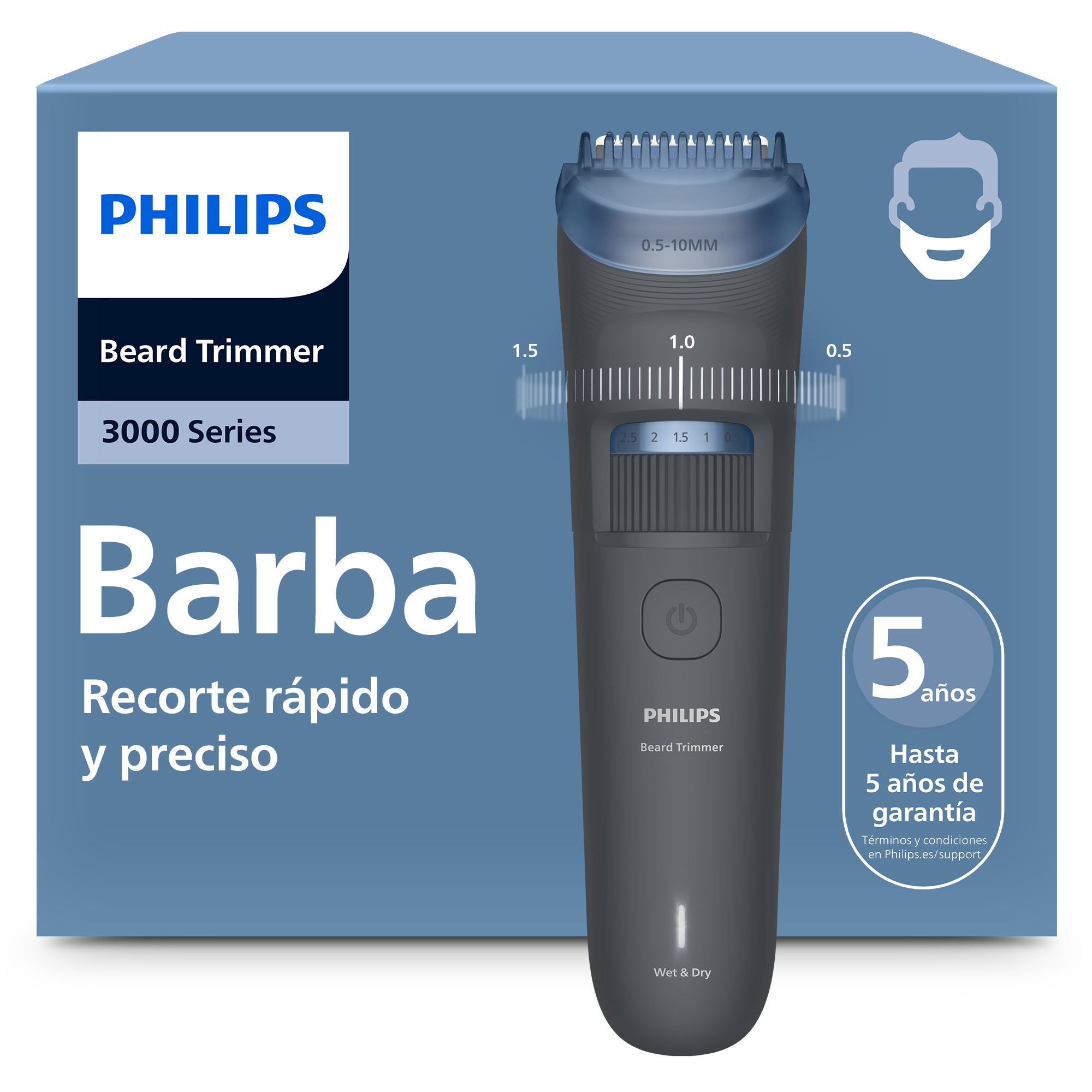 RECORTADORA DE BARBA BEARD TRIMMER 3000 SERIES BT3617_15 PHILIPS - 2