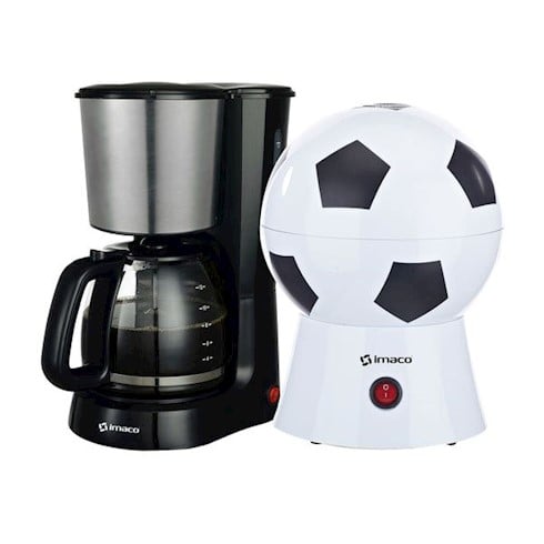 COMBO CAFETERA 12 TAZAS + POP CORN MAKER MINI FUTBOL IMACO - 1