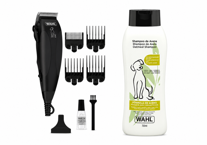 COMBO WAHL CORTADORA PET CLIPPER KIT 9 PIEZAS 09653-718 + SHAMPOO FÓRMULA DE AVENA - 1