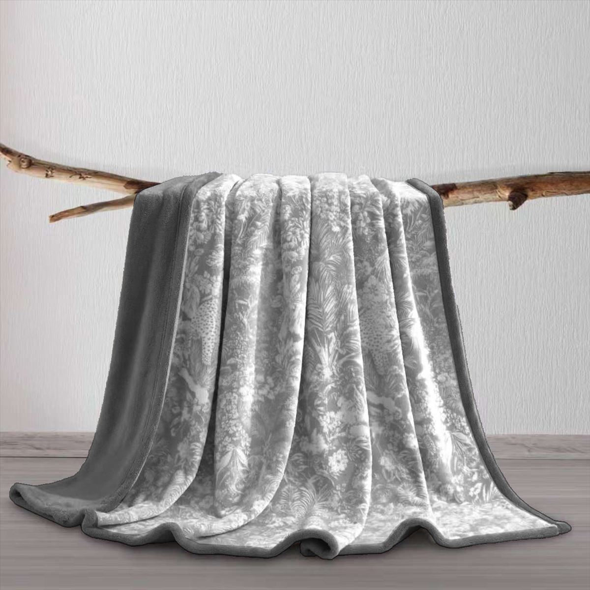 MANTA TERCIOPELO CON SHERPA + FUNDAS DE ALMOHADA GRIS - 2