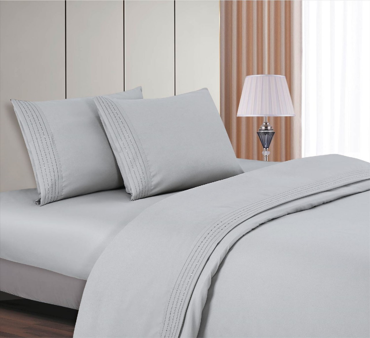 JUEGO DE SABANAS CON BORDADO KING SIZE - 1
