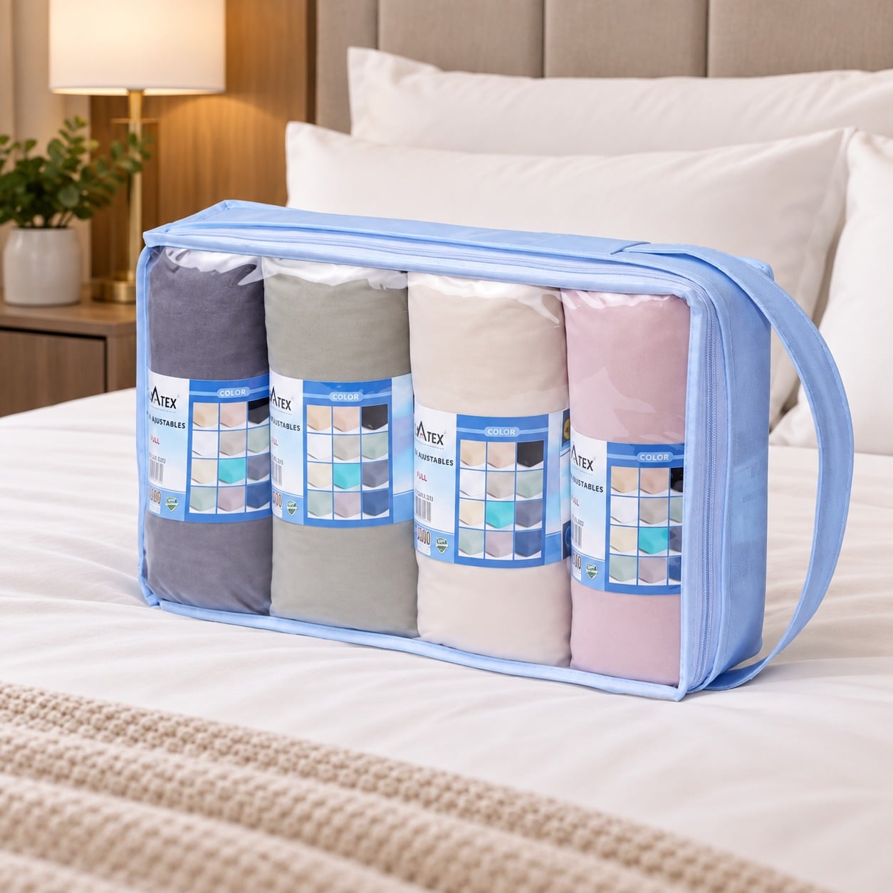 PACK X4 DE SÁBANAS AJUSTABLES CON ELASTICO 100% ALGODÓN - 1
