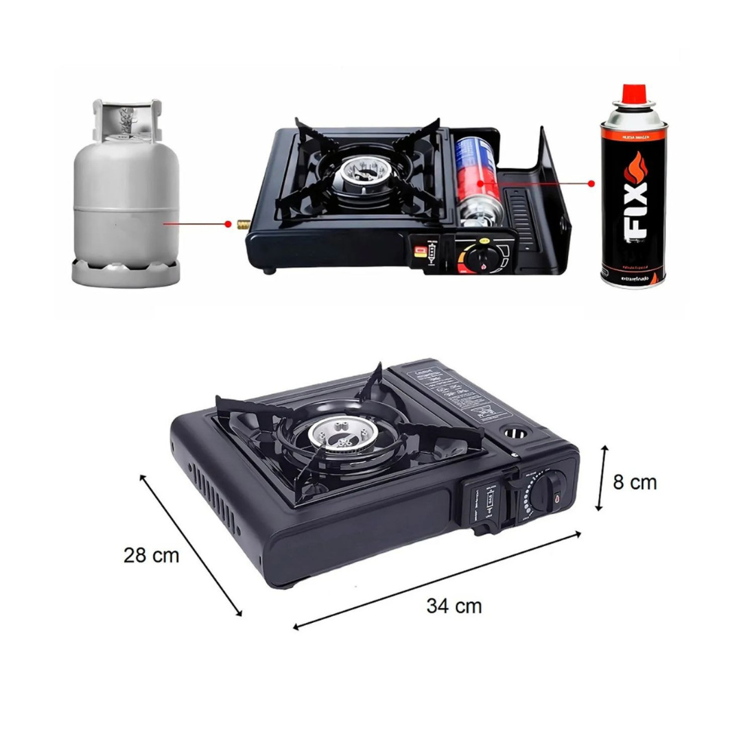 COCINA PORTÁTIL A GAS DUAL PARA CAMPING CON MALETÍN - BOMA - 6