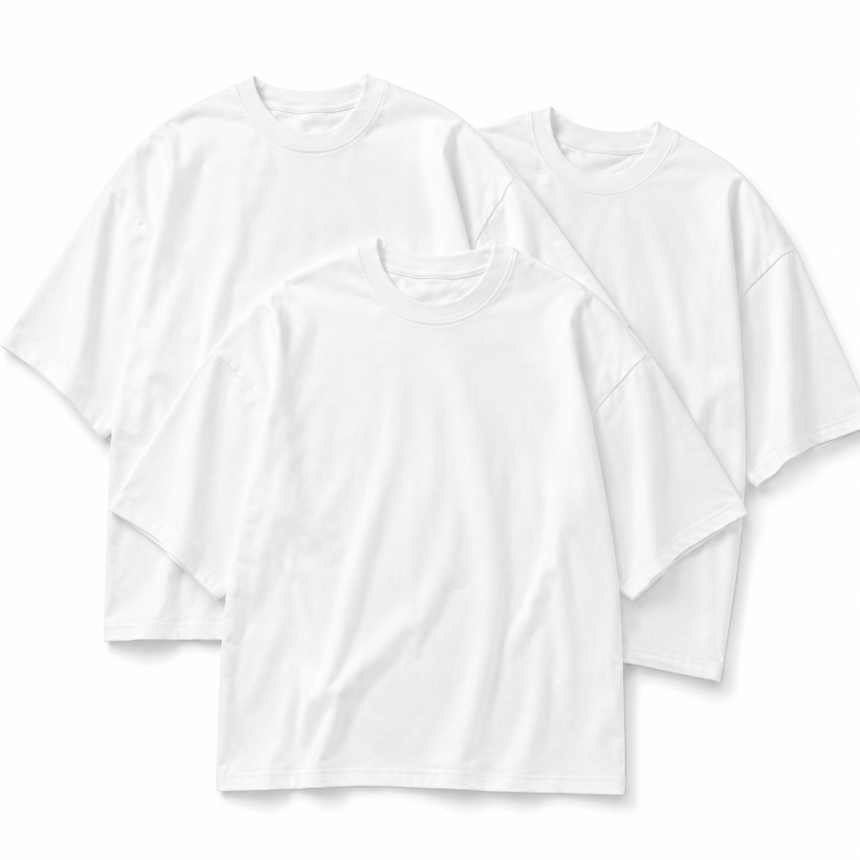 TRIPAK DE POLOS OVERSIZE UNISEX COLOR BLANCO - 1